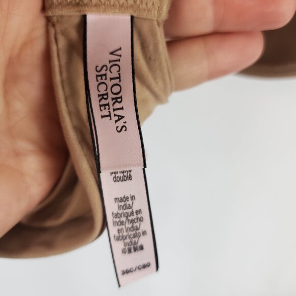 Victoria's Secret Beige Laced Edge Womens Wired Adjustable Back Bra Sz 36C - Picture 9 of 10